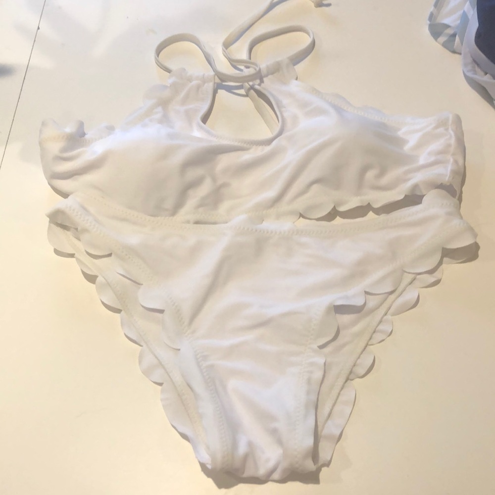 scalloped halter bikini